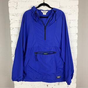 Vintage L.L Bean Blue Packable Rain Coat Mens Large Tall